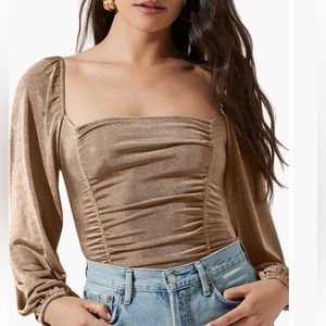 Astr the Label Square Neck Ruched Bodysuit